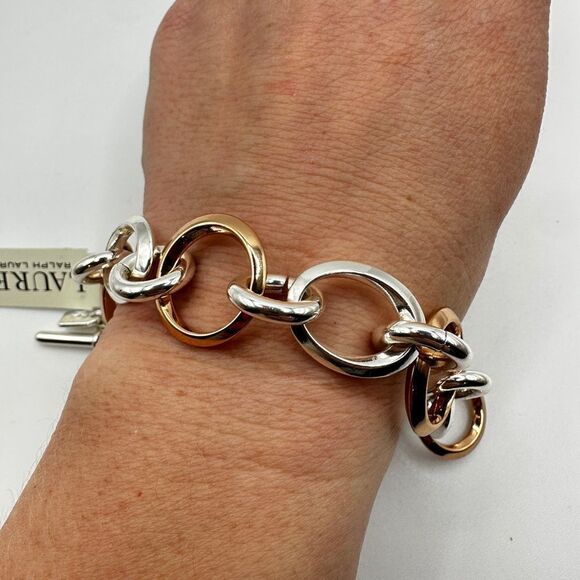 STILL WITH TAG! Lauren Ralph Lauren rose gold tone and silver tone 7" bracelet! - Picture 6 of 11